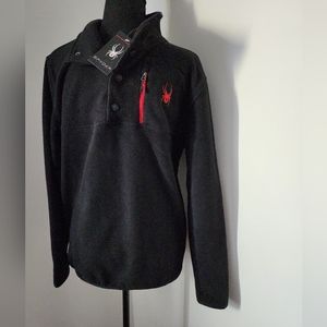 SPYDER Fleece Pullover Mens S NWT Black and Red